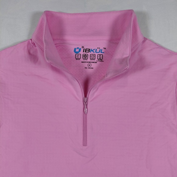 IBKUL Womens Pink Long Sleeve Quarter Zip Golf Shirt Southern Hills UPF 50+ M - Picture 3 of 14